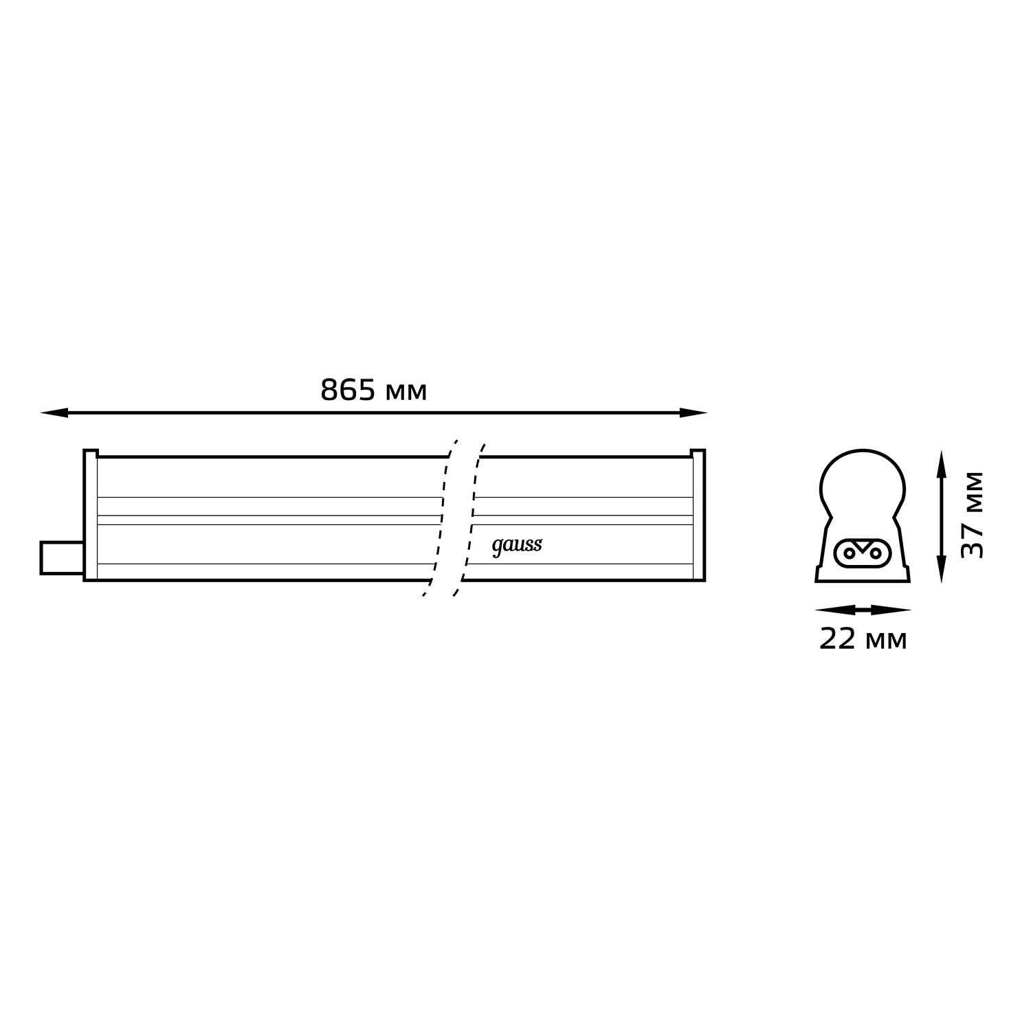 фото Светильник gauss led tl линейный матовый 12w 4100k 872х25х33,1050лм, 1/25