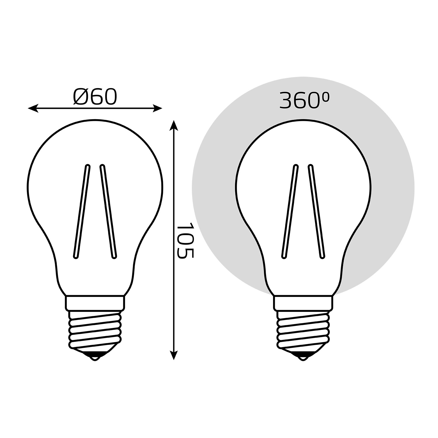 Лампа Gauss LED Filament A60 E27 6W 600lm 2700К 1/10/40 Вид№6