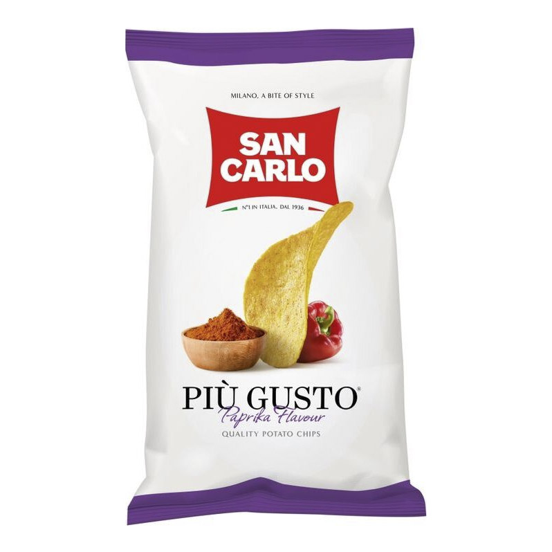 Чипсы картофельные San Carlo Piu Gusto со вкусом паприки 50 г чипсы картофельные штурвал сметана и лук 70 г