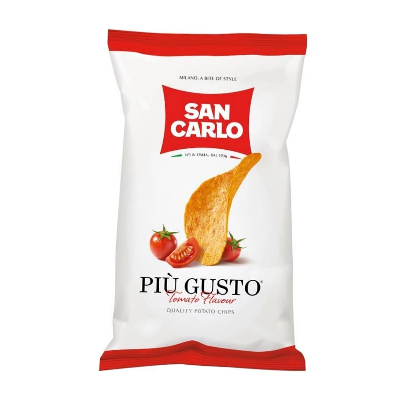 Чипсы картофельные San Carlo Piu Gusto со вкусом томата 50 г чипсы dr snack картофельные бекон 160 г