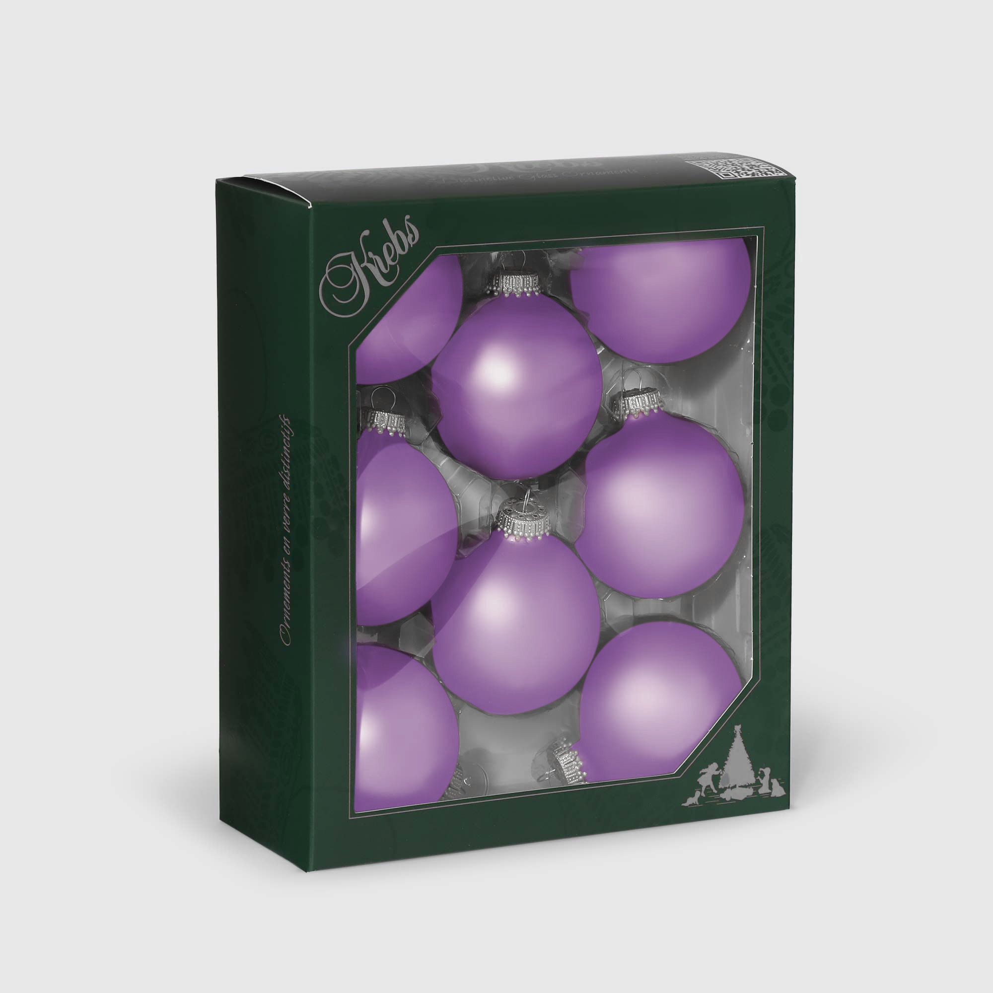 фото Набор шаров новогодних krebs int cbk02303 67 мм 8 шт фиолетовые