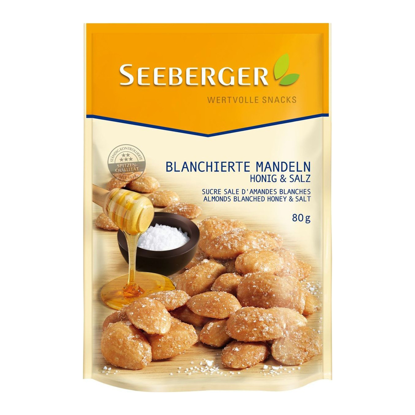 Миндаль Seeberger обжаренный с мёдом и солью 80 г арахис your nut обжаренный с морской солью и натуральными сушеными пряностями флоу пак 80 г