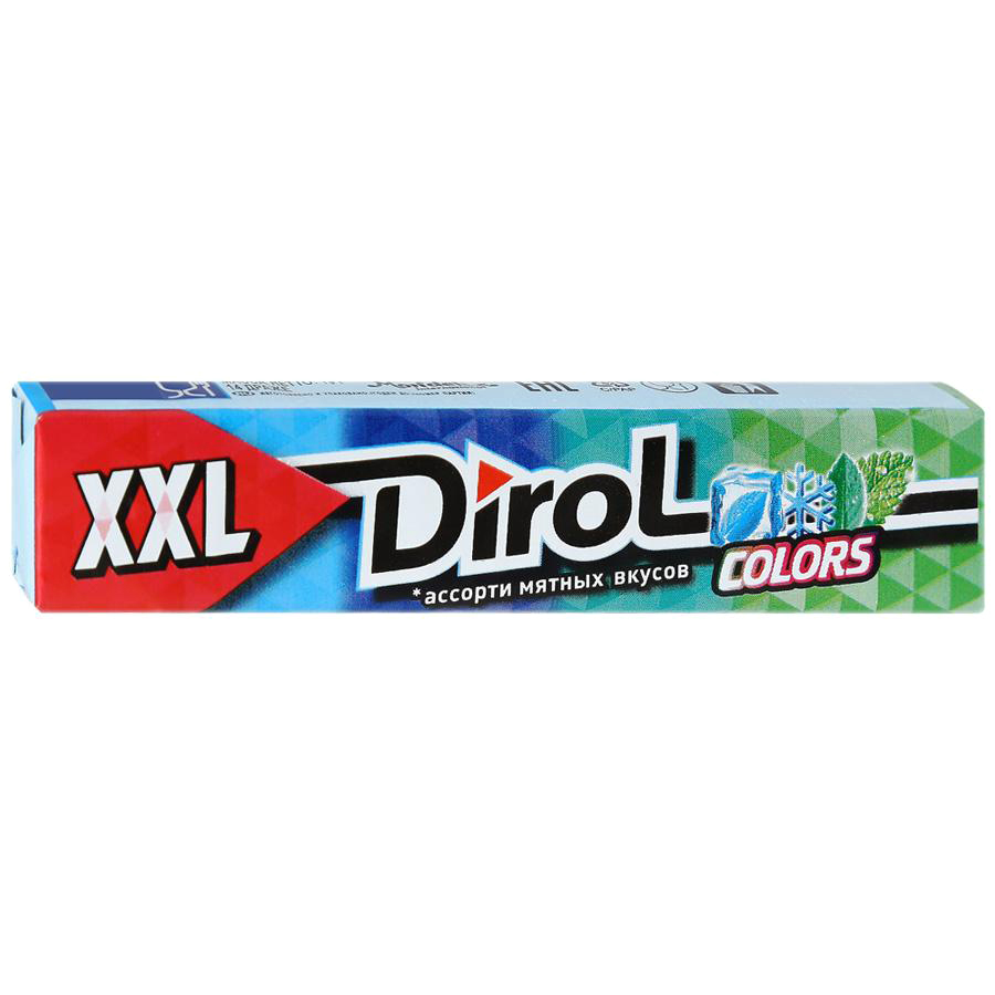 Жевательная резинка Dirol Colors XXL без сахара ассорти мятных вкусов 19 г игрушка жевательная с утопленной пищалкой