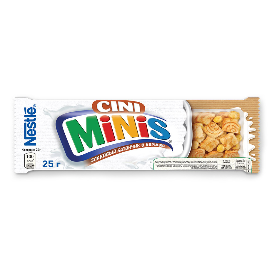 Батончик Злаковый Nestle Cini Minis 25 г шоколадный батончик mars minis 182 г