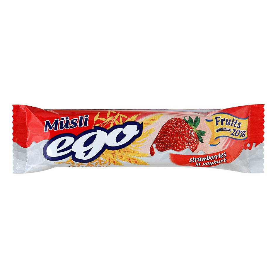 Батончик-мюсли Ego Клубника в йогурте 25 г мюсли metro chef хрустящие с кусочками фруктов 1 кг