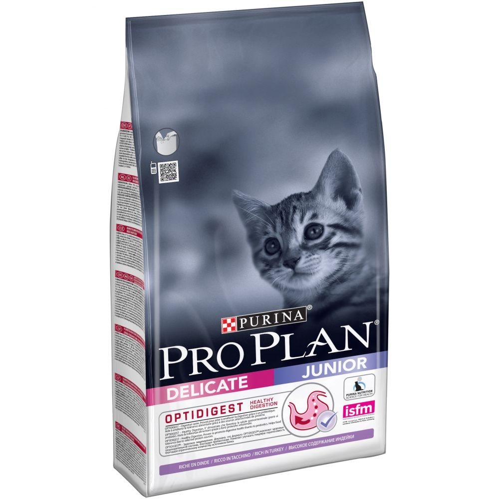 Корм для котят PRO PLAN Kitten Delicate с чувствительным пищеварением, индейка 3 кг корм для щенков pro plan optidigest с чувствительным пищеварением ягненок с рисом 3 кг