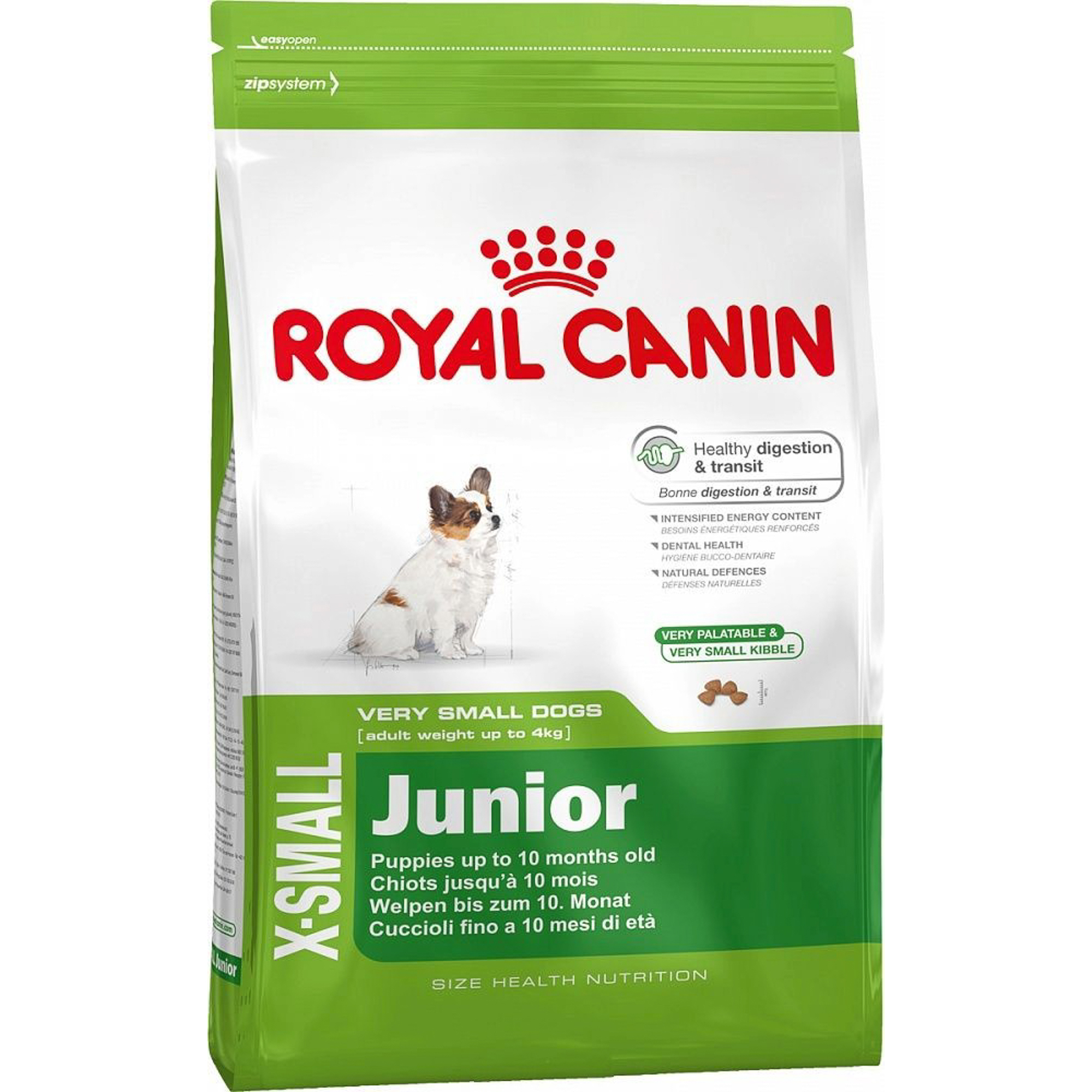 Корм для щенков Royal Canin JUNIOR для миниатюрных собак, до 10 месяцев, 1,5 кг корм для собак dr alder s алдерс гарант 80% рубленного мяса птица 750 г