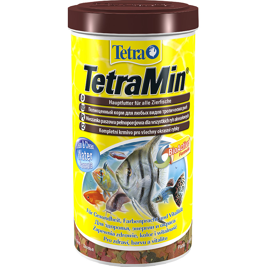фото Корм для рыб tetra tetramin для всех видов тропических рыб хлопья 1 л