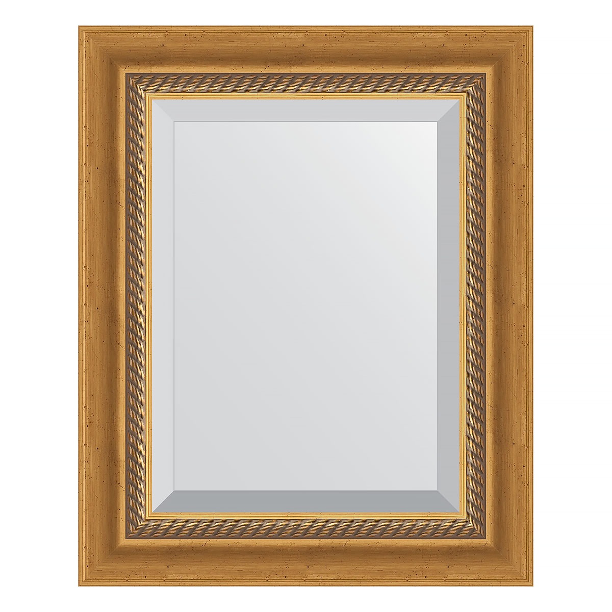 Зеркало с фацетом в багетной раме Evoform состаренное золото с плетением 70 мм 43х53 см