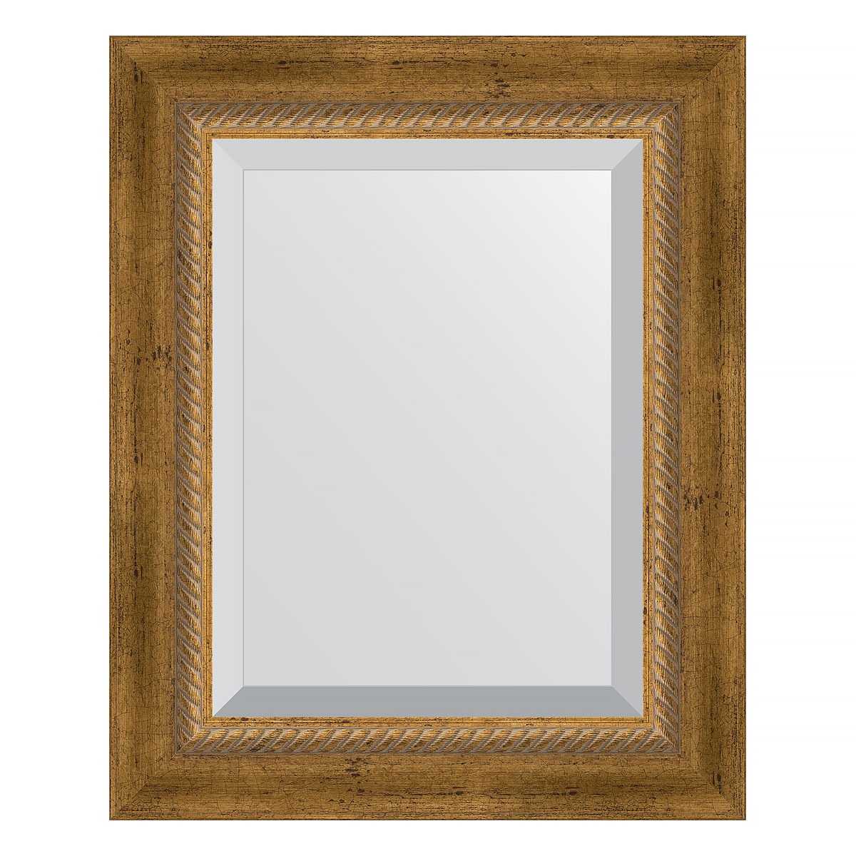 Зеркало с фацетом в багетной раме Evoform состаренное бронза с плетением 70 мм 43х53 см