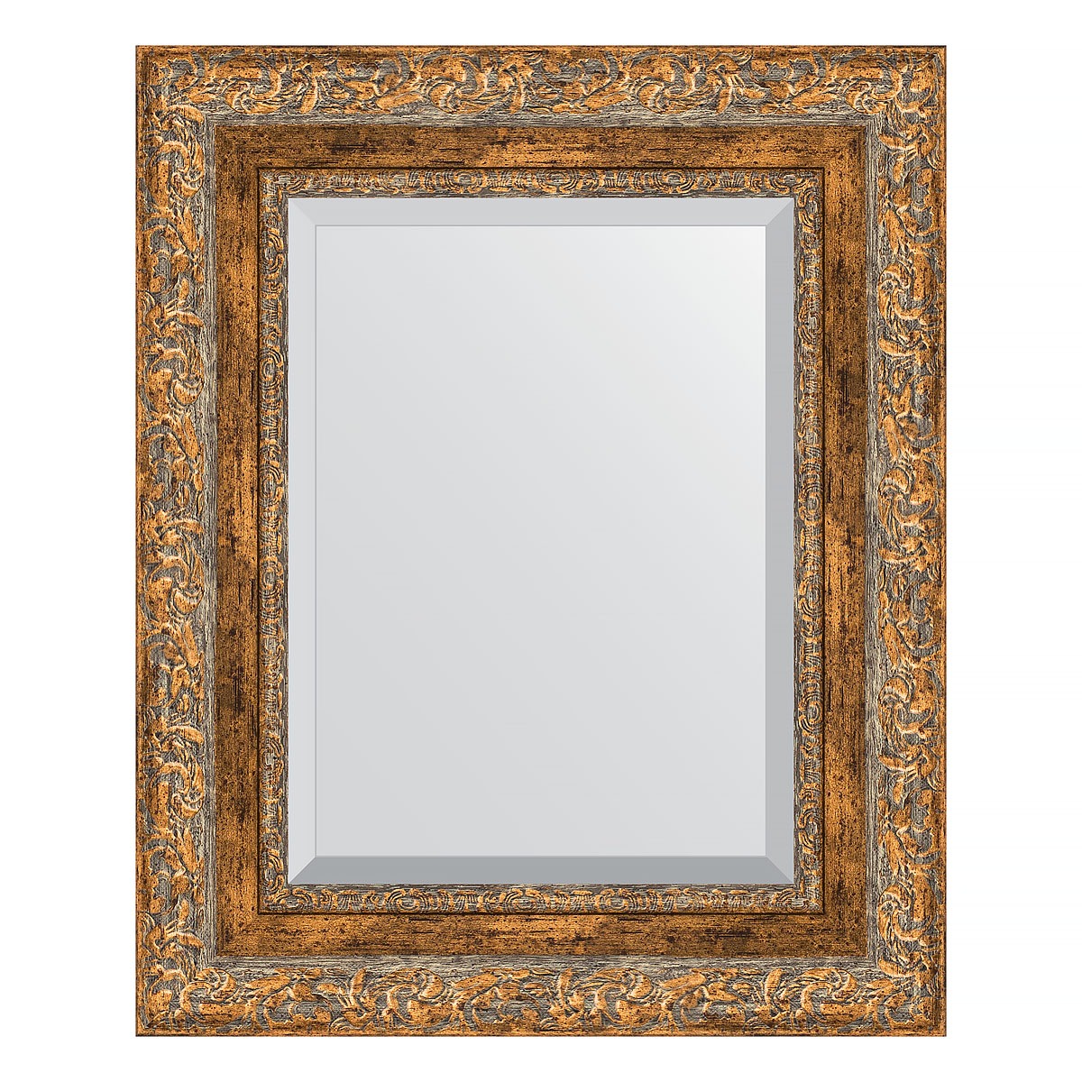 Зеркало с фацетом в багетной раме Evoform виньетка античная бронза 85 мм 45х55 см