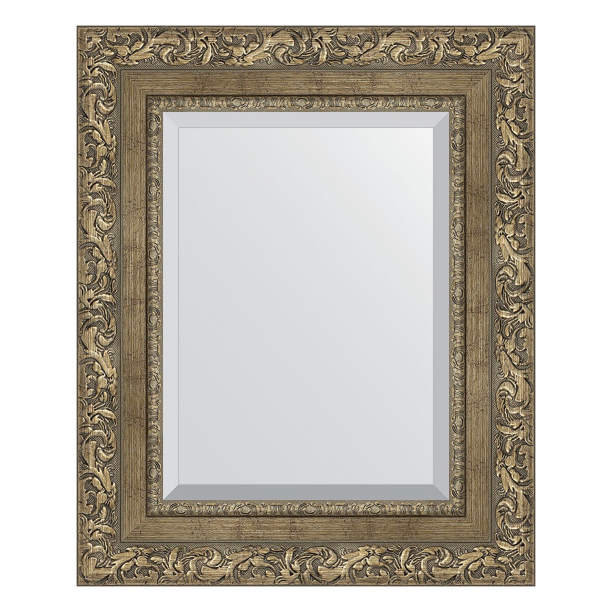 Зеркало с фацетом в багетной раме Evoform виньетка античная латунь 85 мм 45х55 см