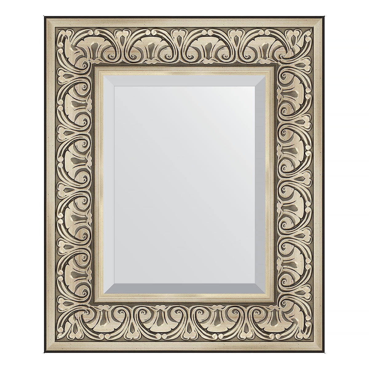 Зеркало с фацетом в багетной раме Evoform барокко серебро 106 мм 50х60 см зеркало 80х135 см барокко золото evoform exclusive g by 4251