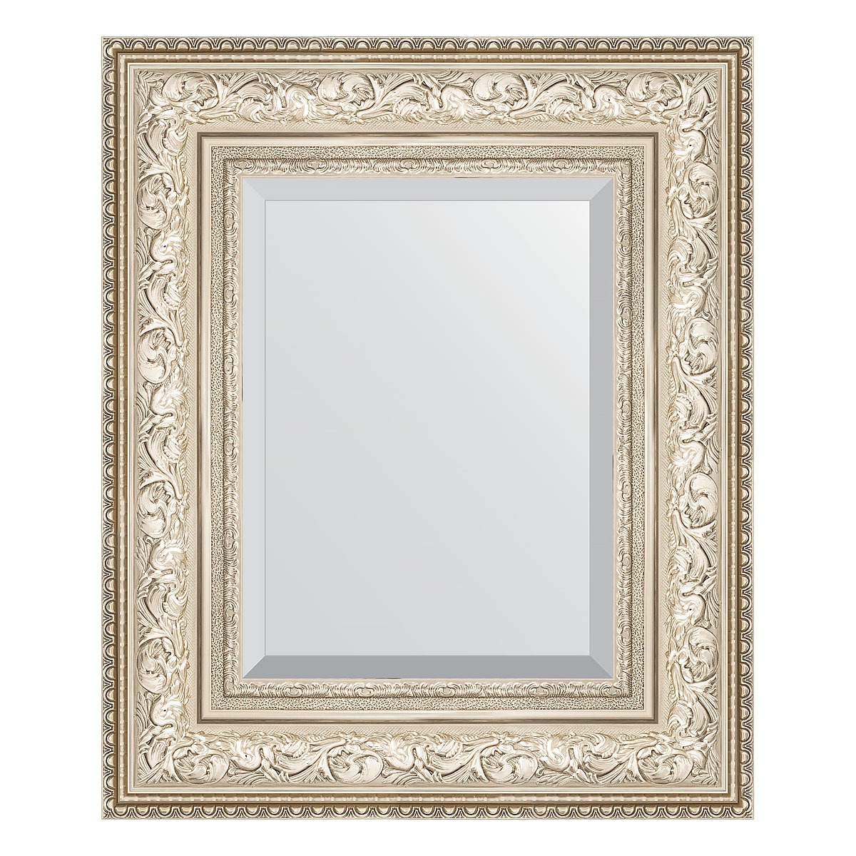 Зеркало с фацетом в багетной раме Evoform виньетка серебро 109 мм 50х60 см зеркало в багетной раме evoform виньетка состаренное серебро 56 мм 54х74 см
