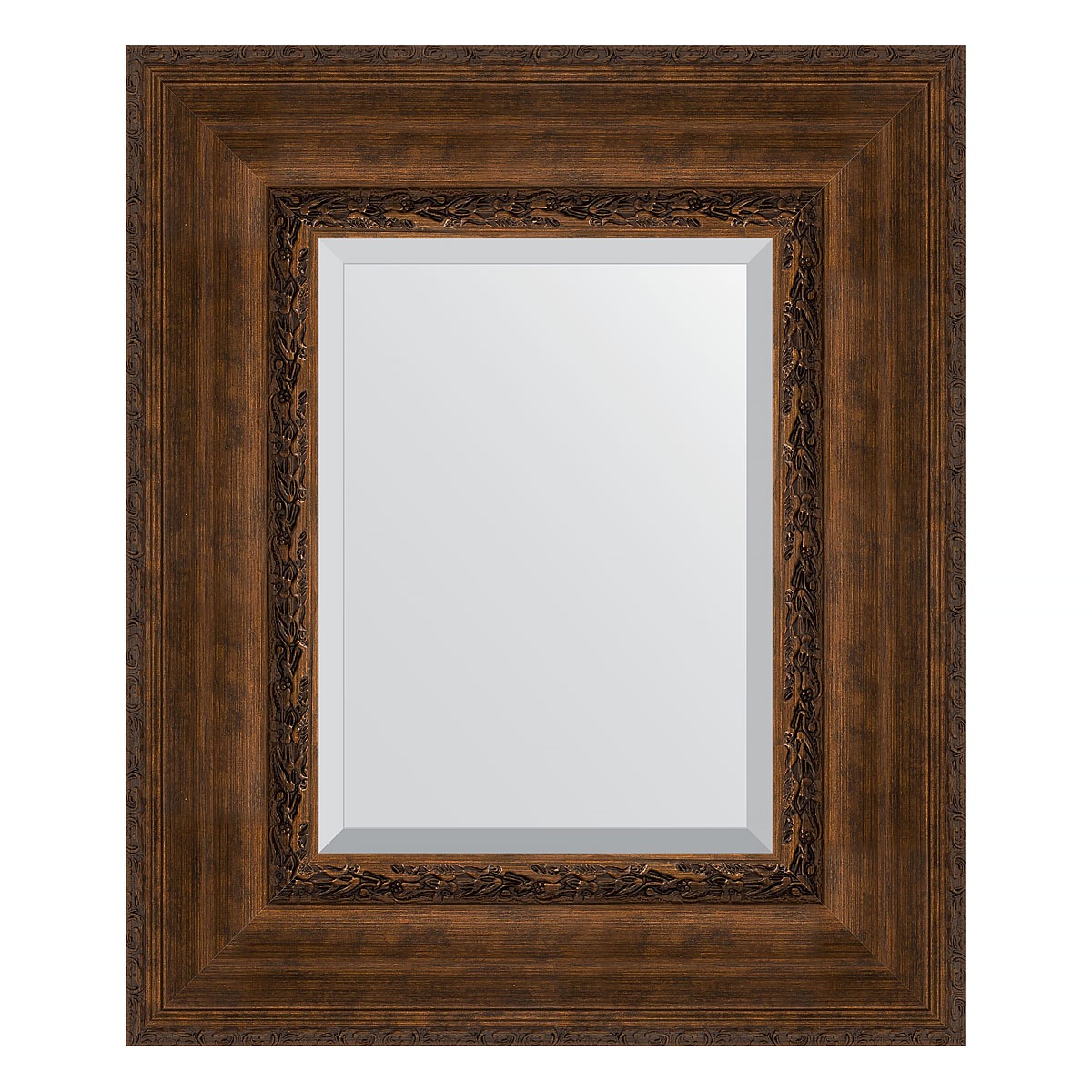 Зеркало с фацетом в багетной раме Evoform состаренная бронза с орнаментом 120 мм 52х62 см