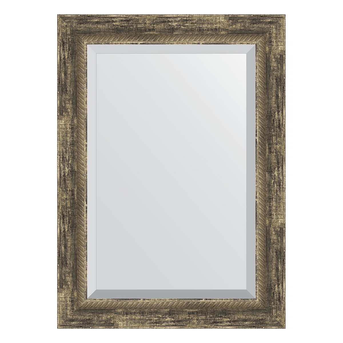 Зеркало с фацетом в багетной раме Evoform старое дерево с плетением 70 мм 53х73 см зеркало evoform с фацетом 15 mm 80х120 см