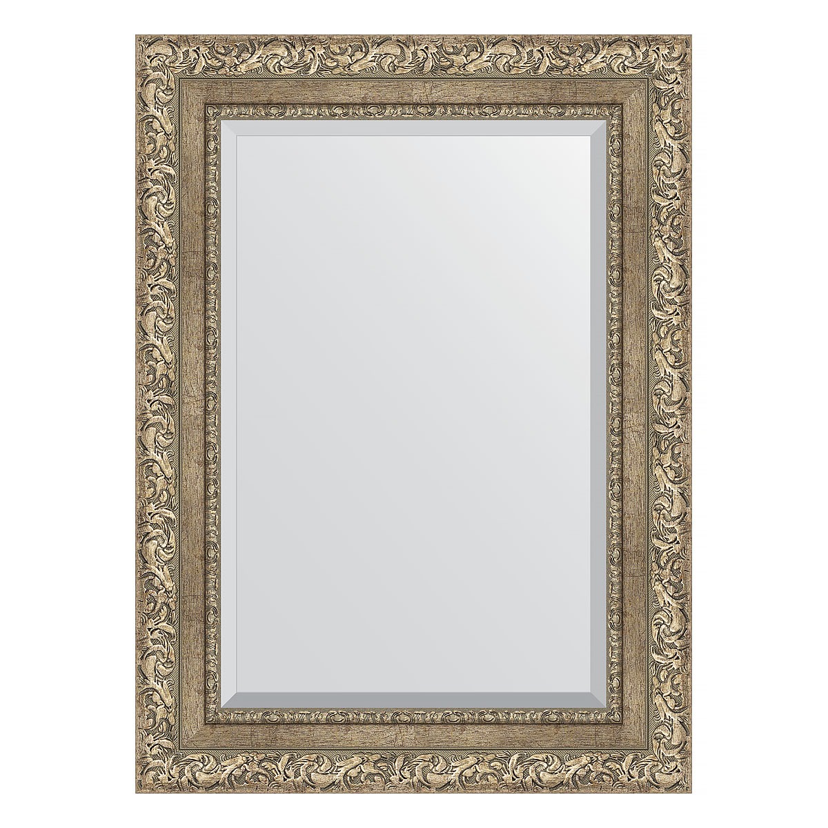 Зеркало с фацетом в багетной раме Evoform виньетка античное серебро 85 мм 55х75 см