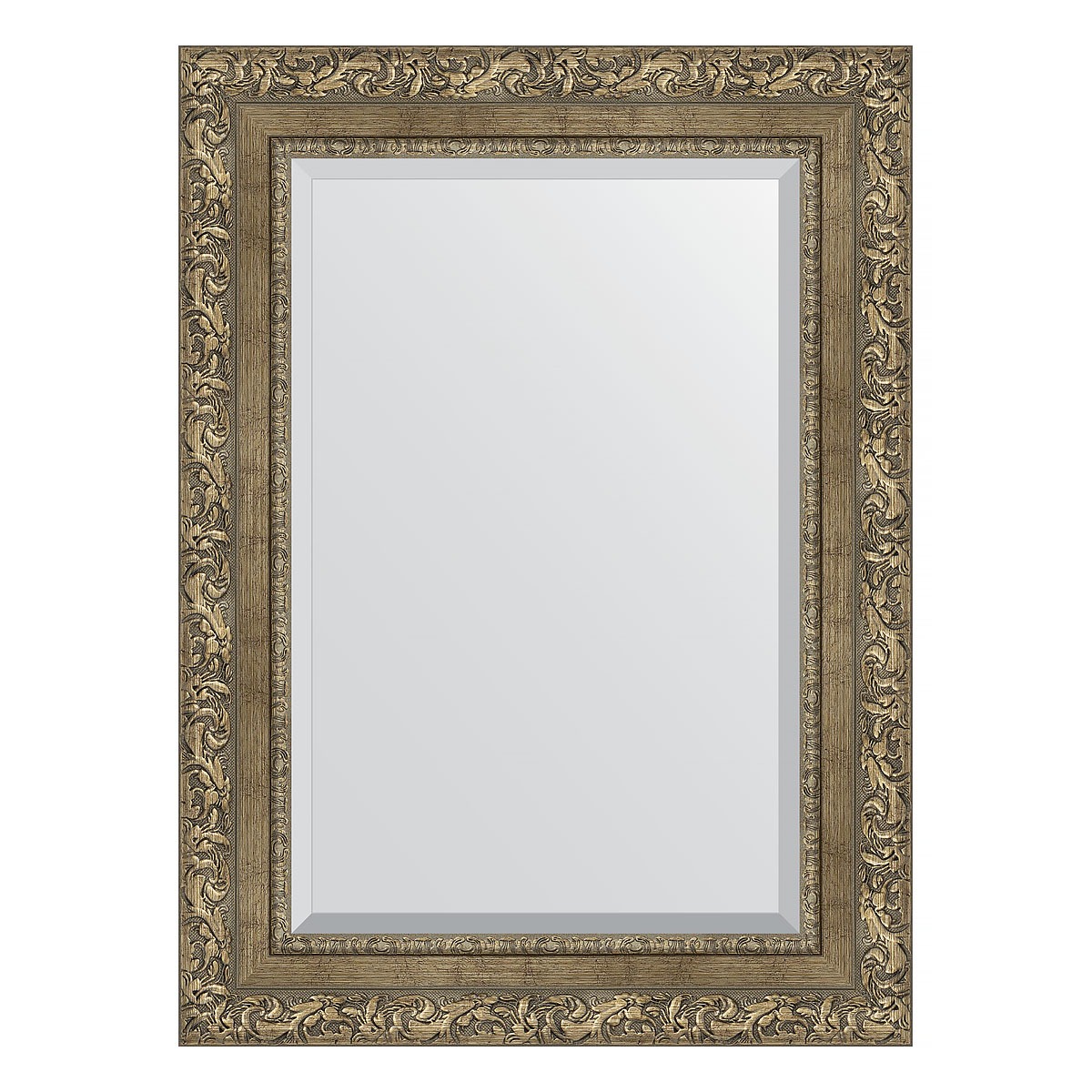 Зеркало с фацетом в багетной раме Evoform виньетка античная латунь 85 мм 55х75 см