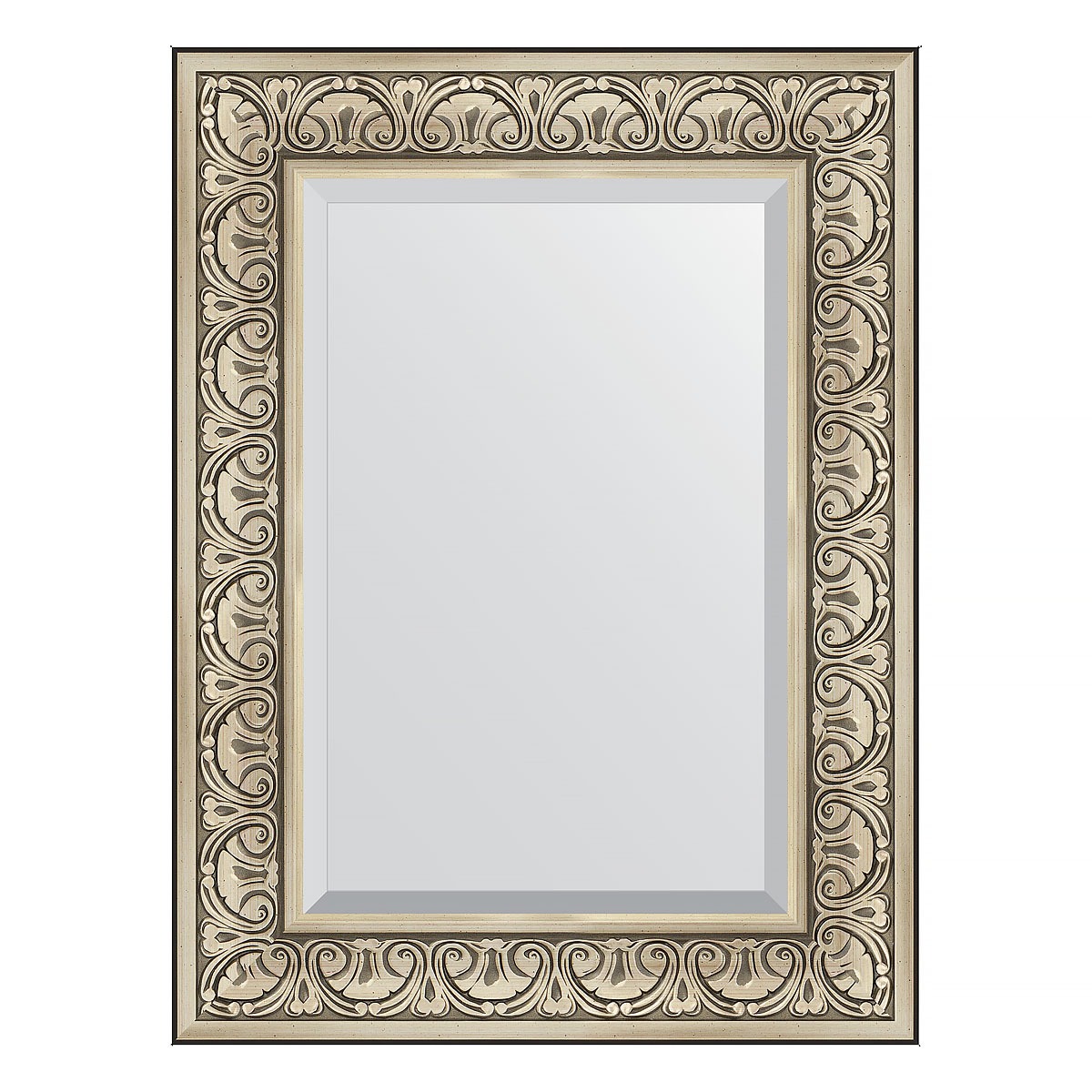 Зеркало с фацетом в багетной раме Evoform барокко серебро 106 мм 60х80 см