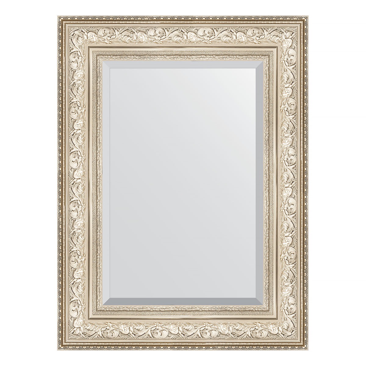Зеркало с фацетом в багетной раме Evoform виньетка серебро 109 мм 60х80 см зеркало 45х55 см виньетка античное серебро