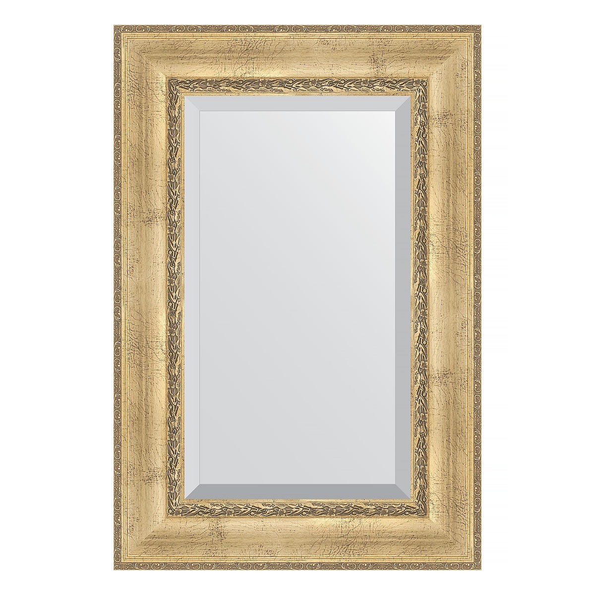 Зеркало с фацетом в багетной раме Evoform состаренное серебро с орнаментом 120 мм 62х92 см