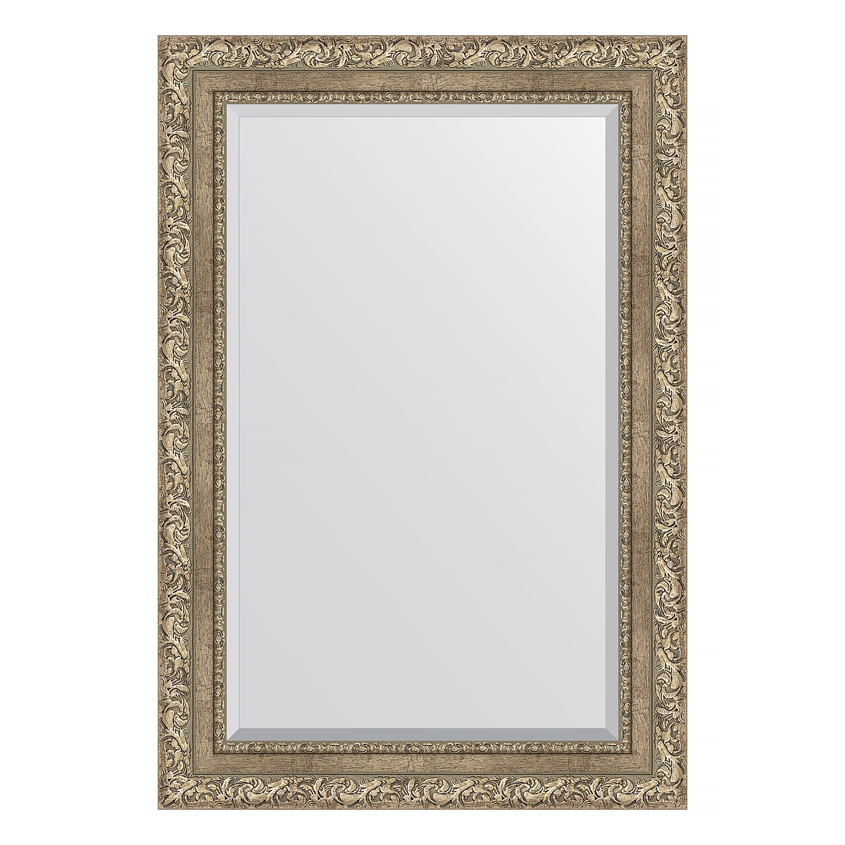 Зеркало с фацетом в багетной раме Evoform виньетка античное серебро 85 мм 65х95 см зеркало 45х55 см виньетка античное серебро