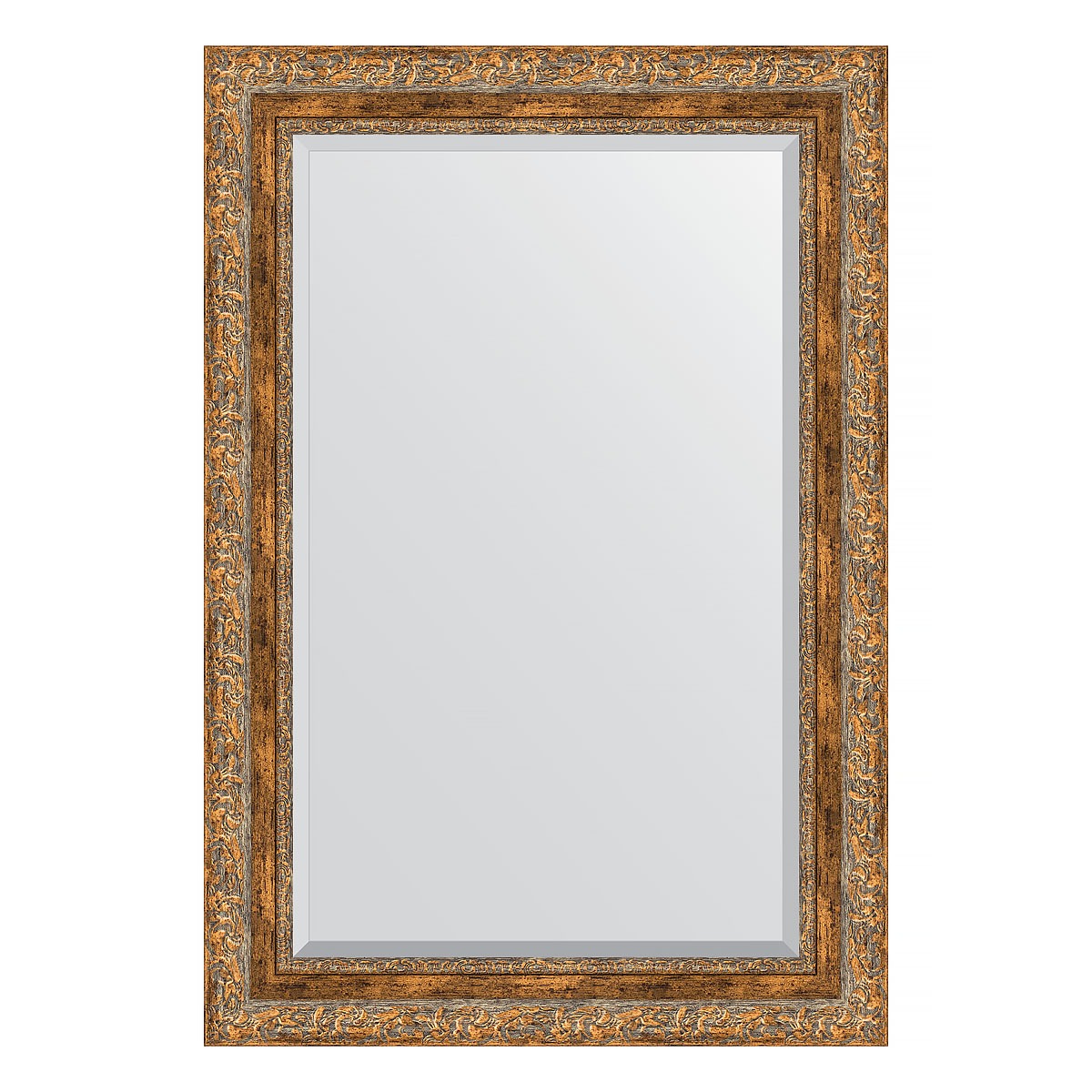 Зеркало с фацетом в багетной раме Evoform виньетка античная бронза 85 мм 65х95 см