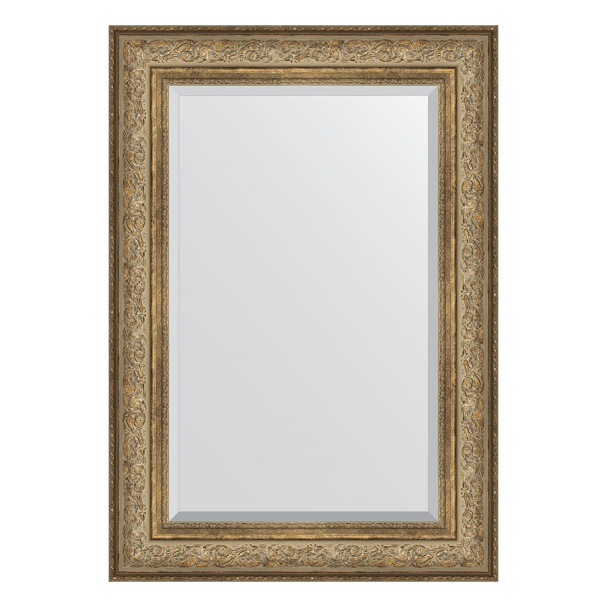 Зеркало с фацетом в багетной раме Evoform виньетка античная бронза 109 мм 70х100 см зеркало с фацетом в багетной раме evoform барокко золото 106 мм 70х100 см
