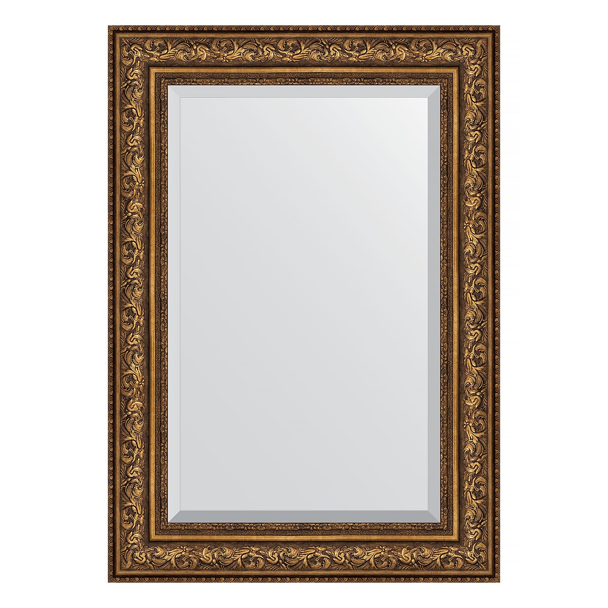 Зеркало с фацетом в багетной раме Evoform виньетка состаренная бронза 109 мм 70х100 см