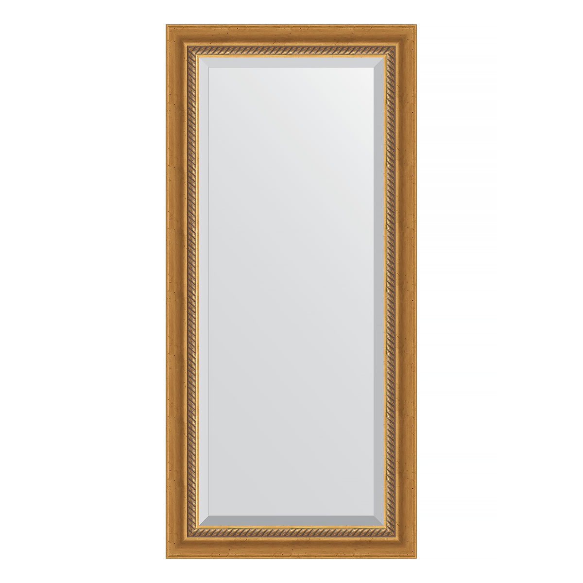 Зеркало с фацетом в багетной раме Evoform состаренное золото с плетением 70 мм 53х113 см