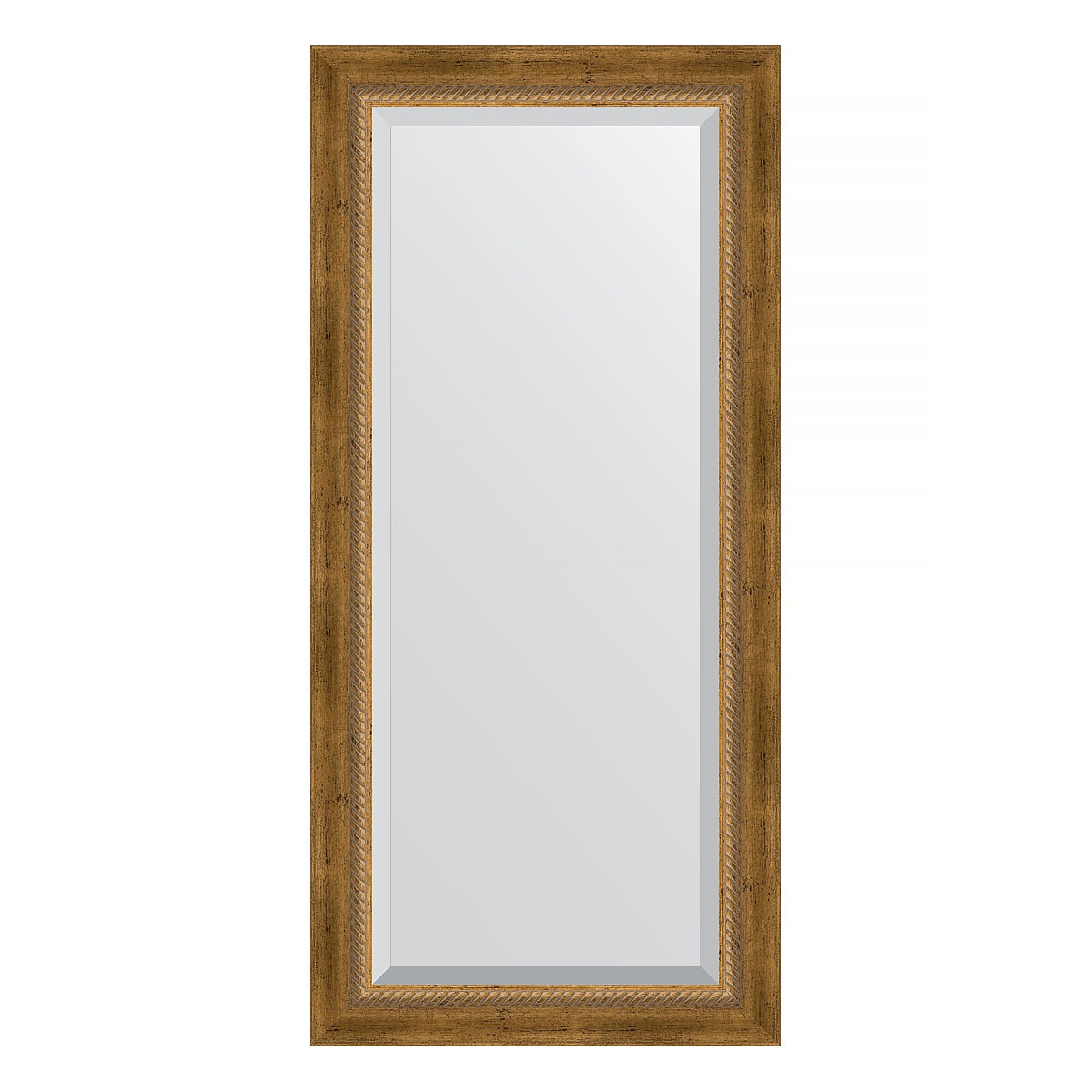 Зеркало с фацетом в багетной раме Evoform состаренное бронза с плетением 70 мм 53х113 см