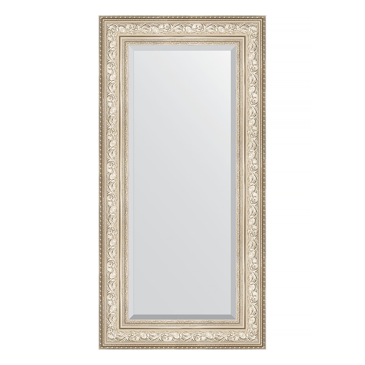 Зеркало с фацетом в багетной раме Evoform виньетка серебро 109 мм 60х120 см