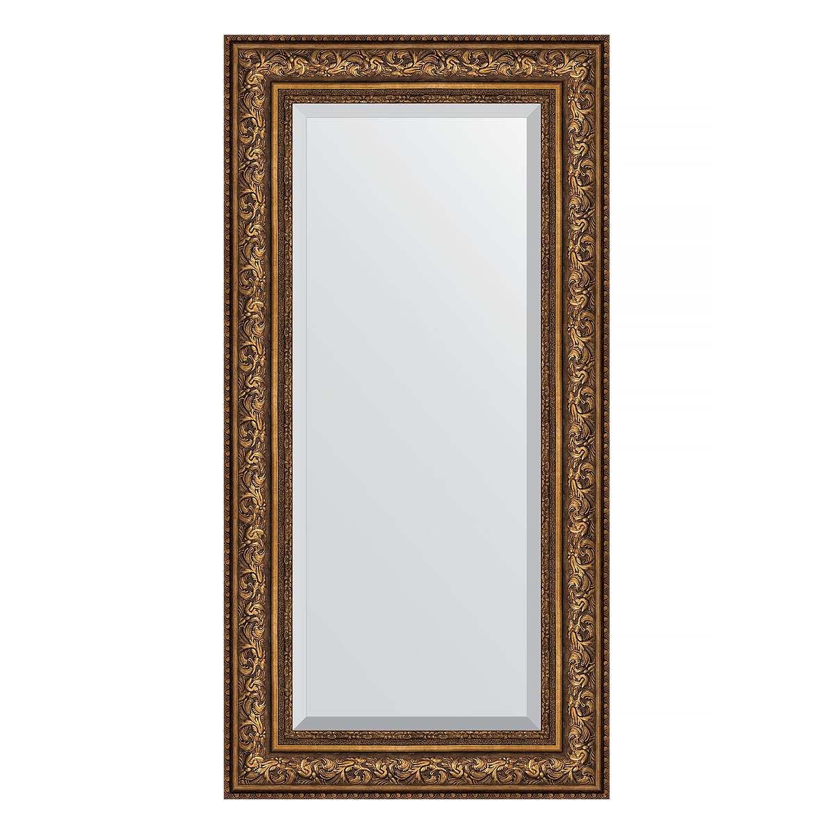 Зеркало с фацетом в багетной раме Evoform виньетка состаренная бронза 109 мм 60х120 см