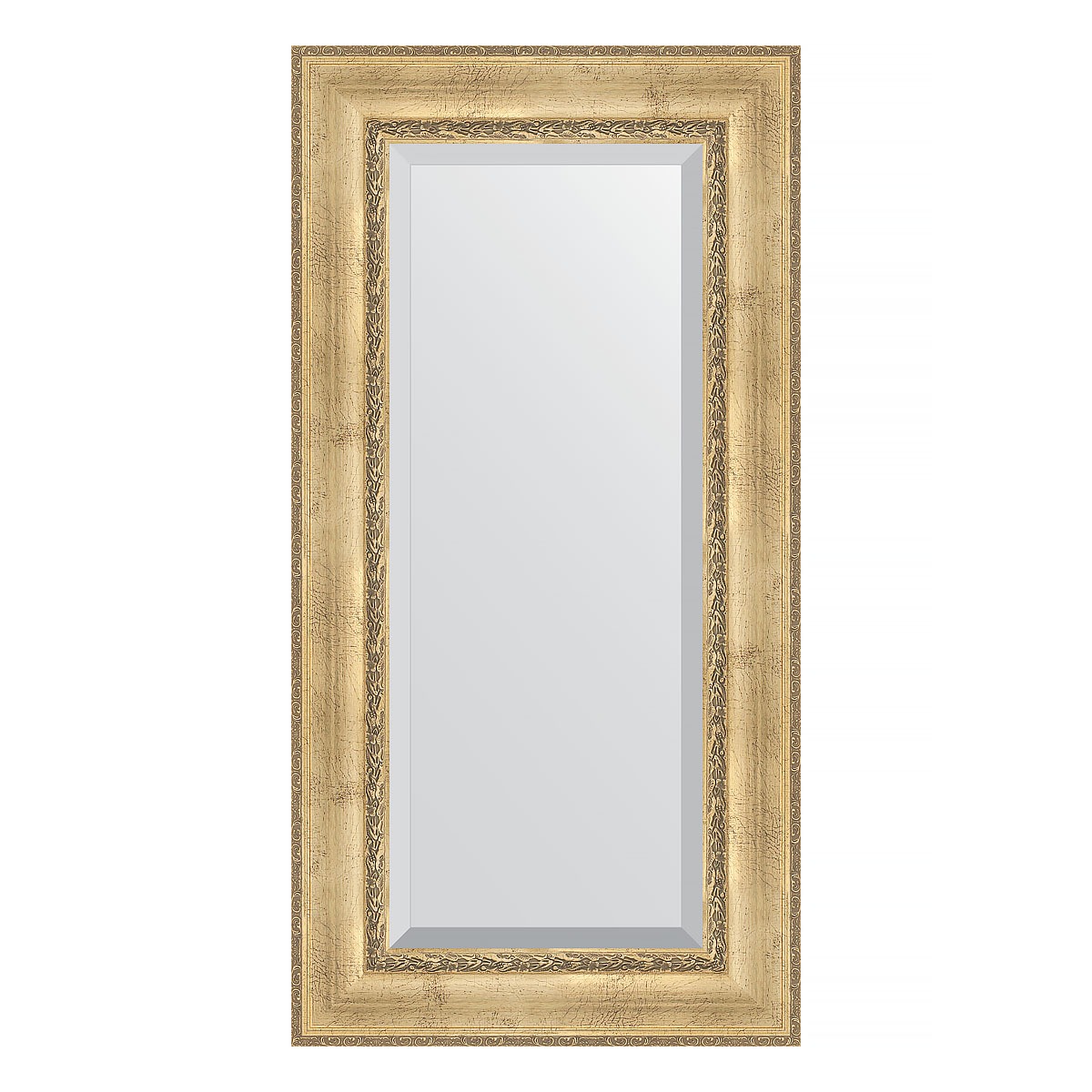 Зеркало с фацетом в багетной раме Evoform состаренное серебро с орнаментом 120 мм 62х122 см