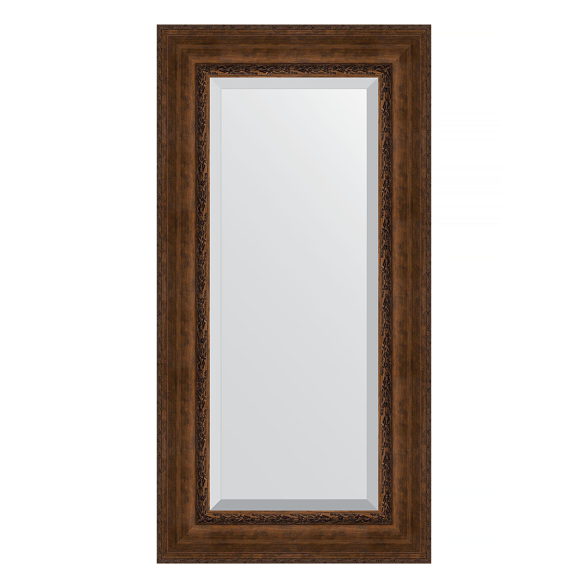 Зеркало с фацетом в багетной раме Evoform состаренная бронза с орнаментом 120 мм 62х122 см