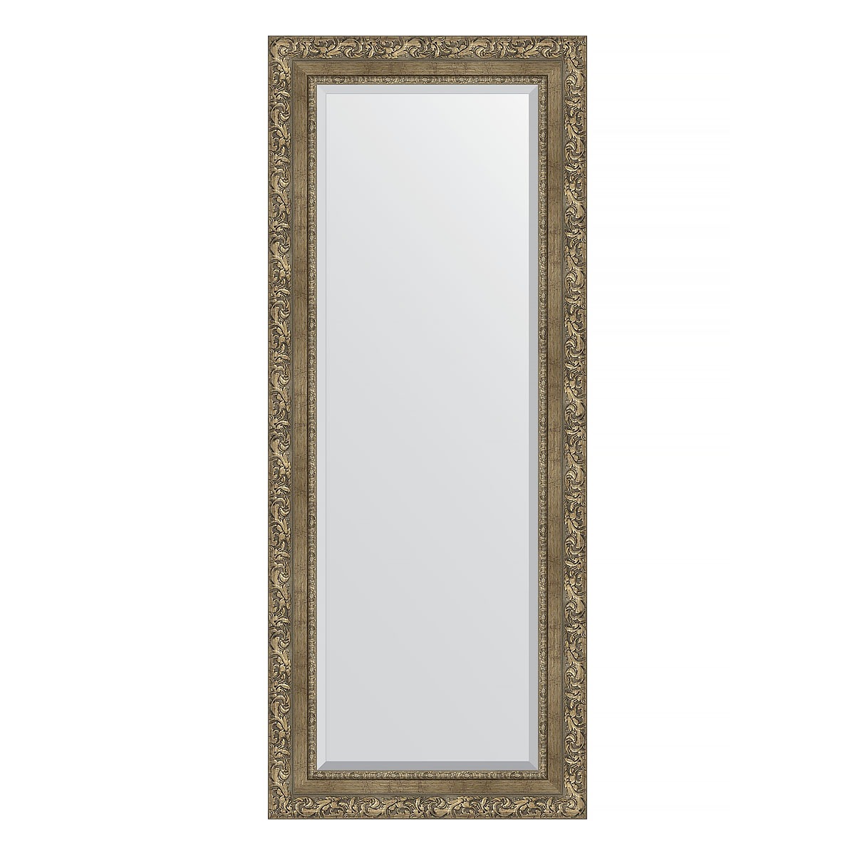 Зеркало с фацетом в багетной раме Evoform виньетка античная латунь 85 мм 55х135 см зеркало с фацетом в багетной раме evoform ардеко 81 мм 55х135 см