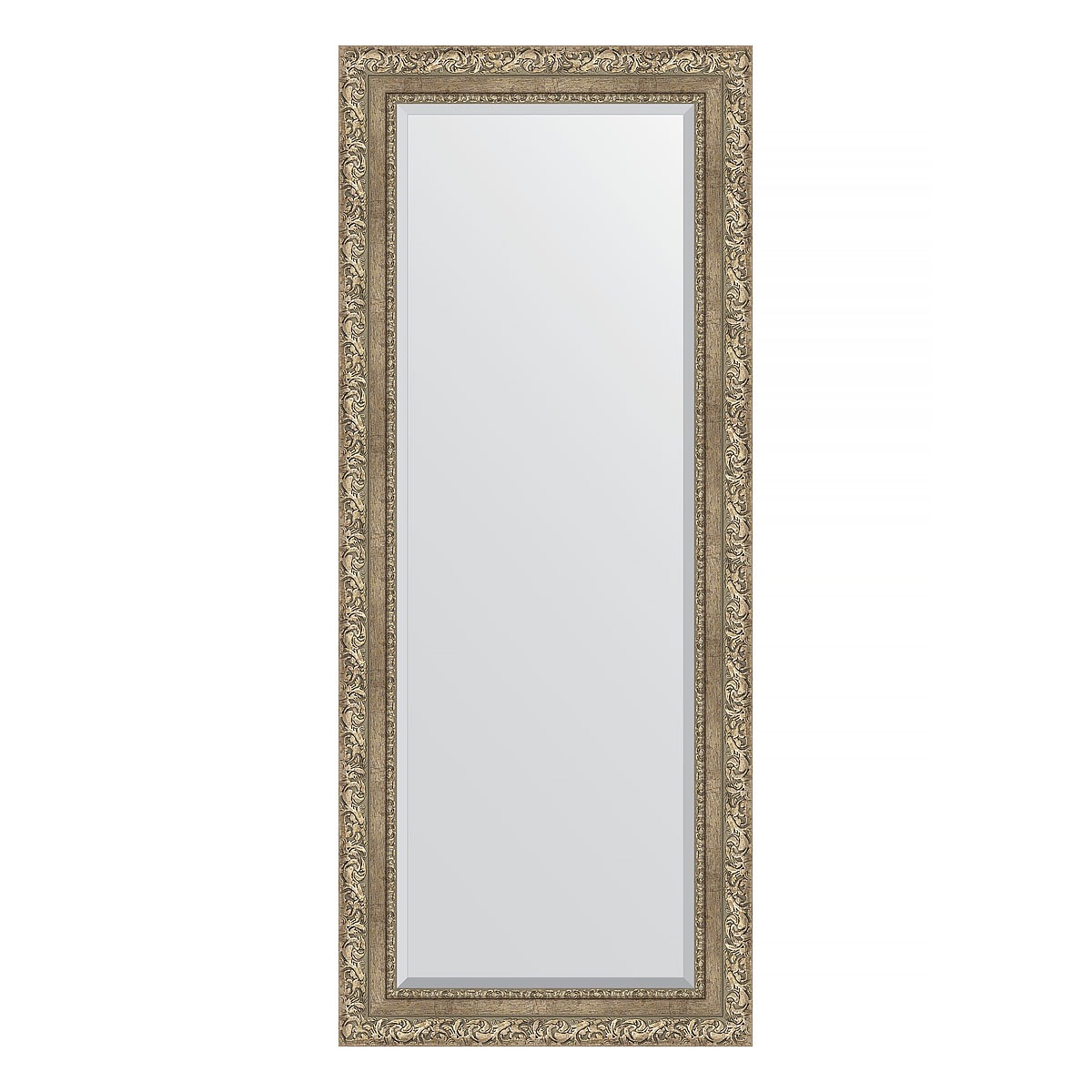 Зеркало с фацетом в багетной раме Evoform виньетка античное серебро 85 мм 60х145 см