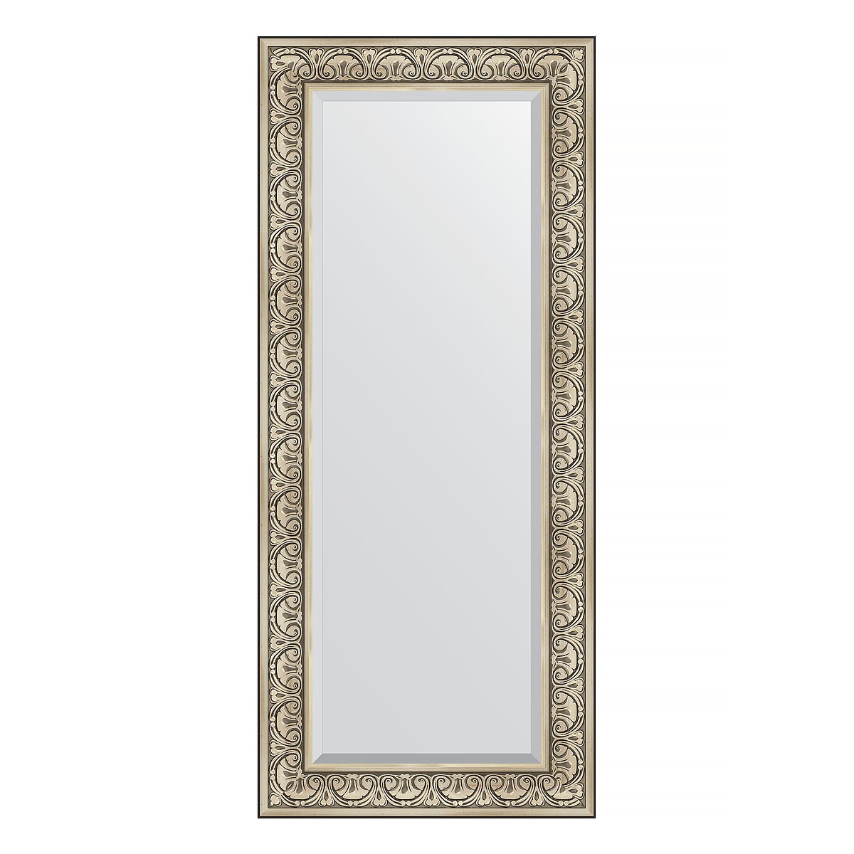 Зеркало с фацетом в багетной раме Evoform барокко серебро 106 мм 65х150 см зеркало 80х135 см барокко золото evoform exclusive g by 4251