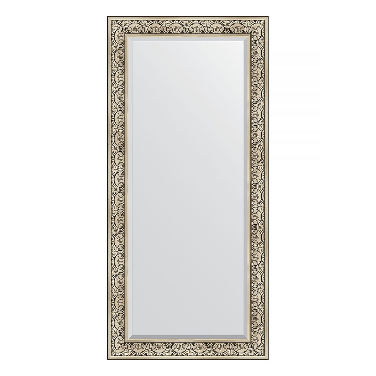 Зеркало с фацетом в багетной раме Evoform барокко серебро 106 мм 80х170 см зеркало 80х135 см барокко золото evoform exclusive g by 4251