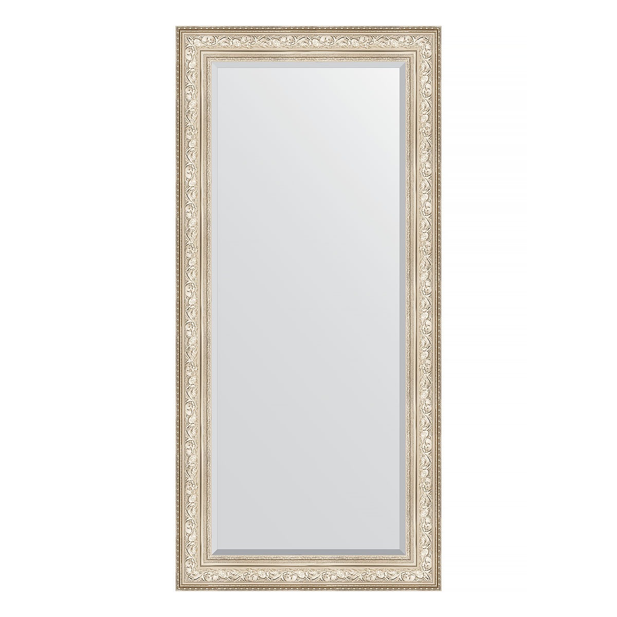 Зеркало с фацетом в багетной раме Evoform виньетка серебро 109 мм 80х170 см 29139