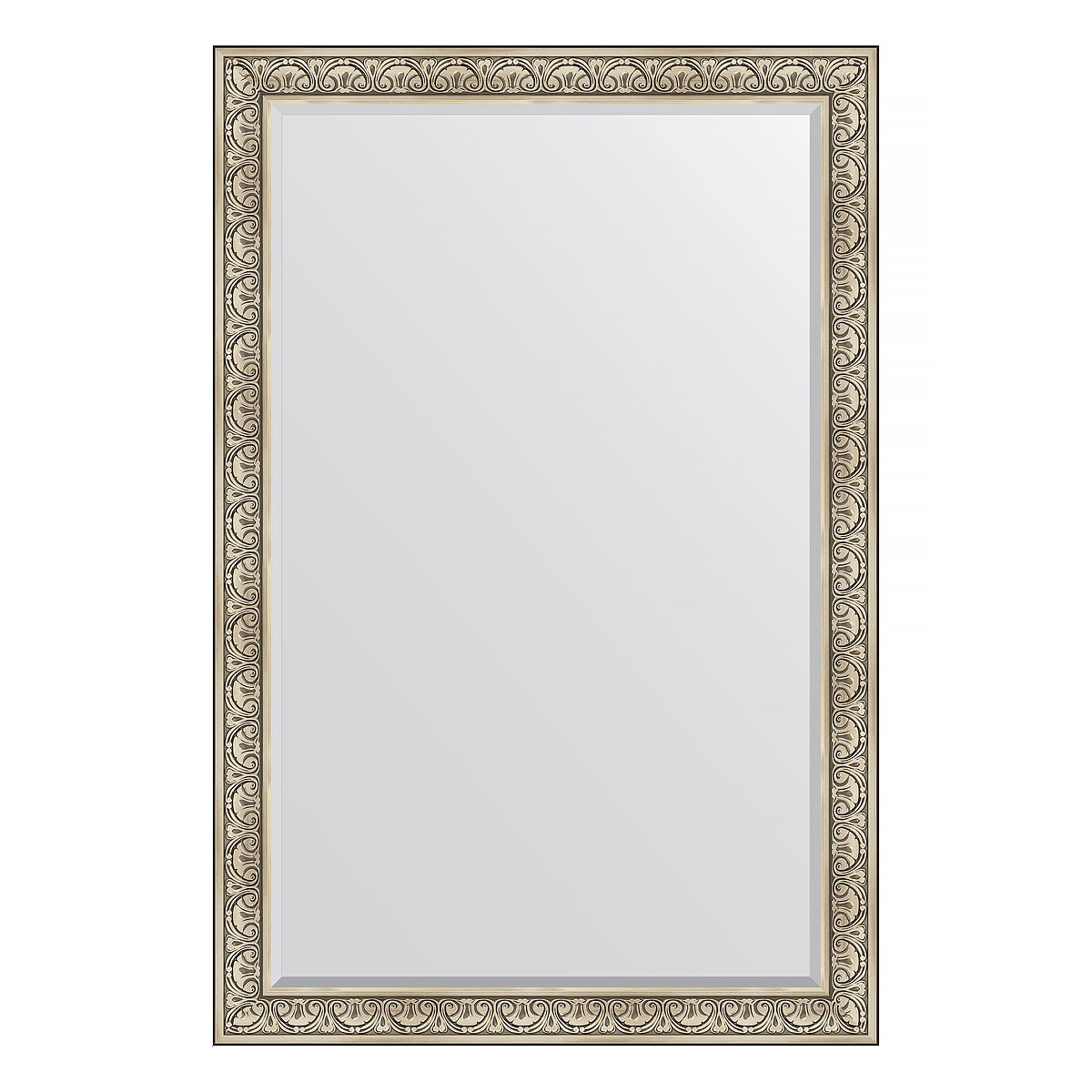 Зеркало с фацетом в багетной раме Evoform барокко серебро 106 мм 120х180 см зеркало 80х135 см барокко золото evoform exclusive g by 4251