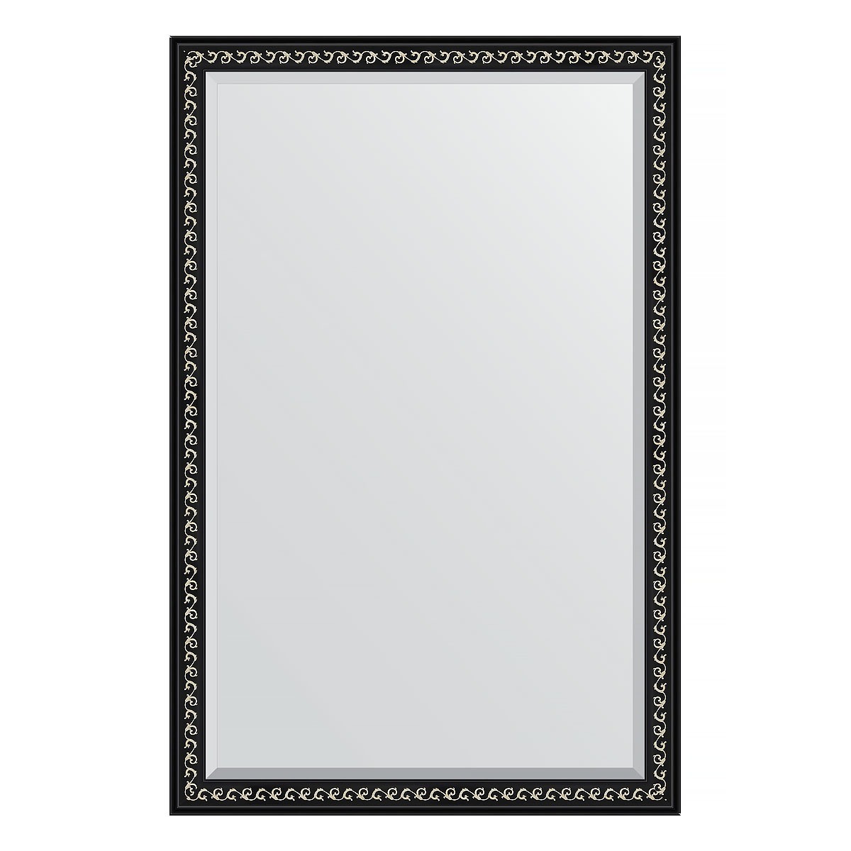 Зеркало с фацетом в багетной раме Evoform черный ардеко 81 мм 115х175 см