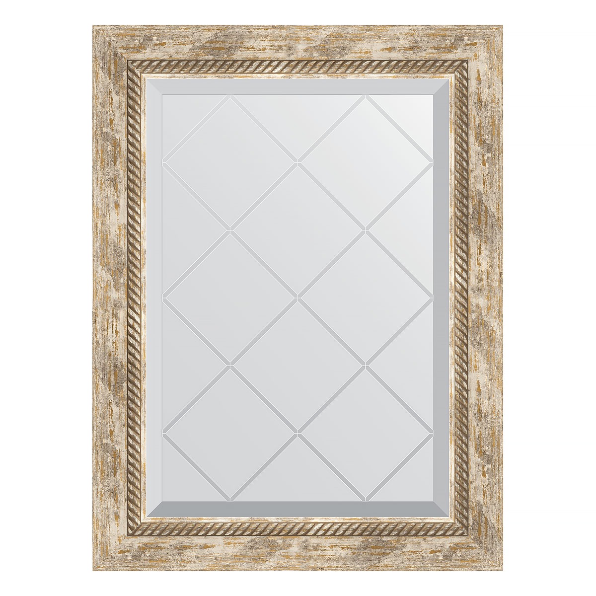 Зеркало с гравировкой в багетной раме Evoform прованс с плетением 70 мм 53x71 см форма simax exclusive прямоугольная 35х27х6 см