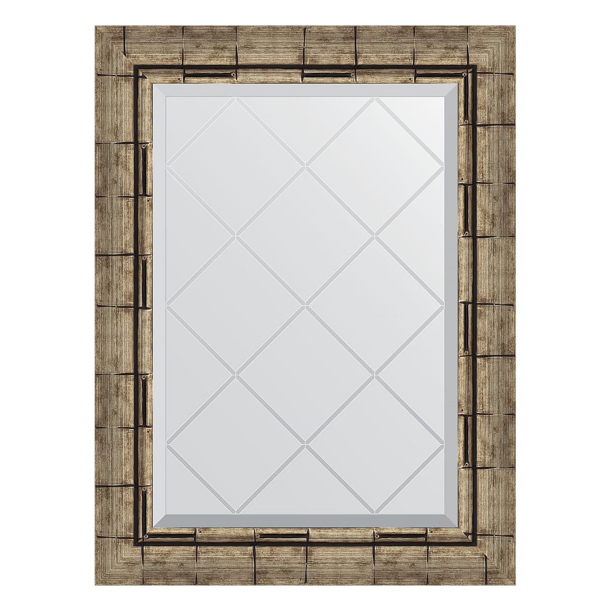 Зеркало с гравировкой в багетной раме Evoform серебряный бамбук 73 мм 53x71 см