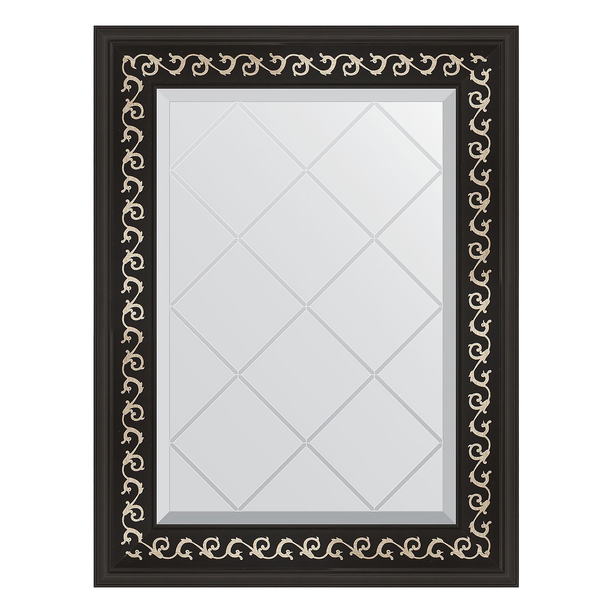 Зеркало с гравировкой в багетной раме Evoform черный ардеко 81 мм 55x72 см зеркало с гравировкой в багетной раме evoform белая кожа с хромом 78 мм 94х169 см