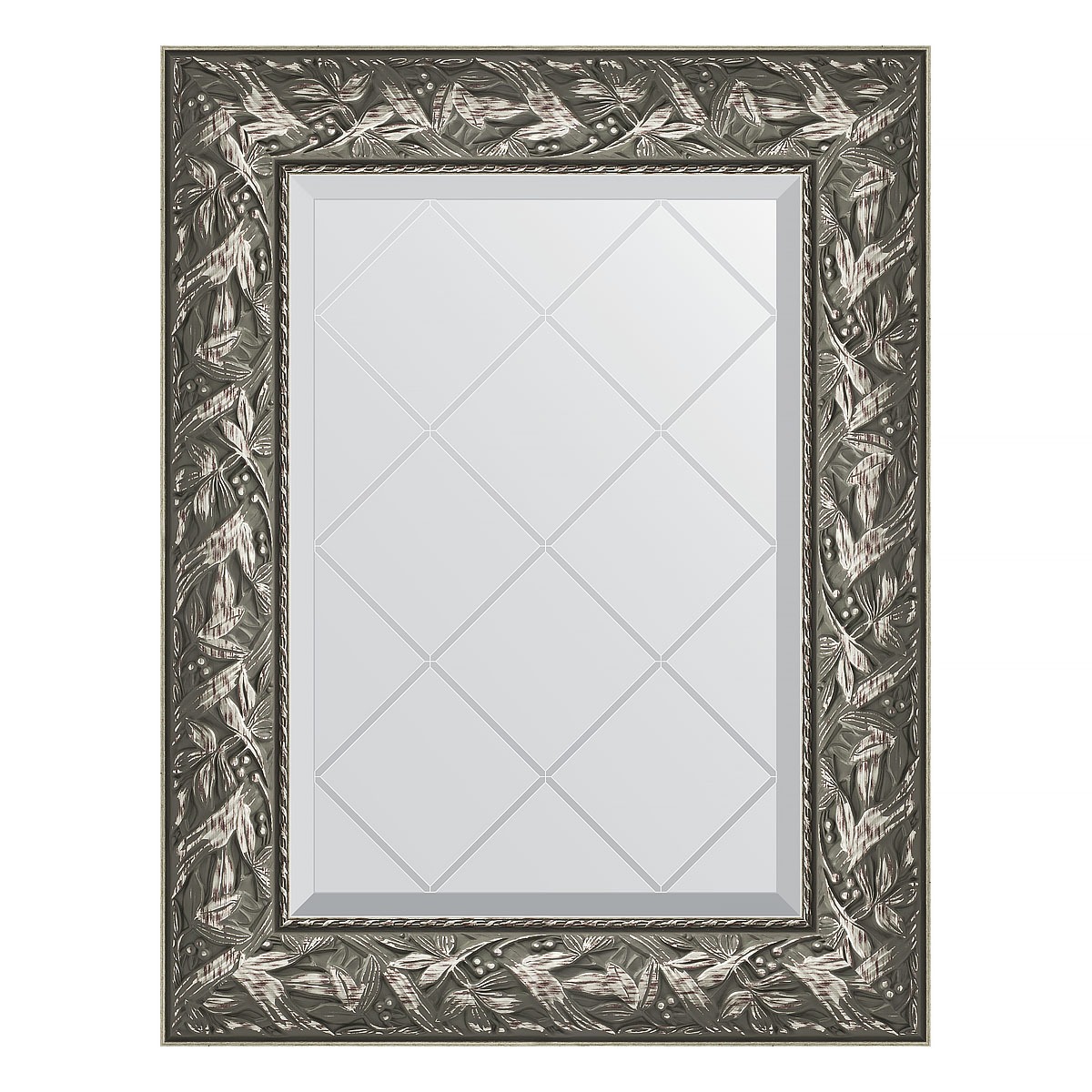 зеркало с гравировкой в багетной раме evoform византия серебро 99 мм 59x128 см Зеркало с гравировкой в багетной раме Evoform византия серебро 99 мм 59x76 см