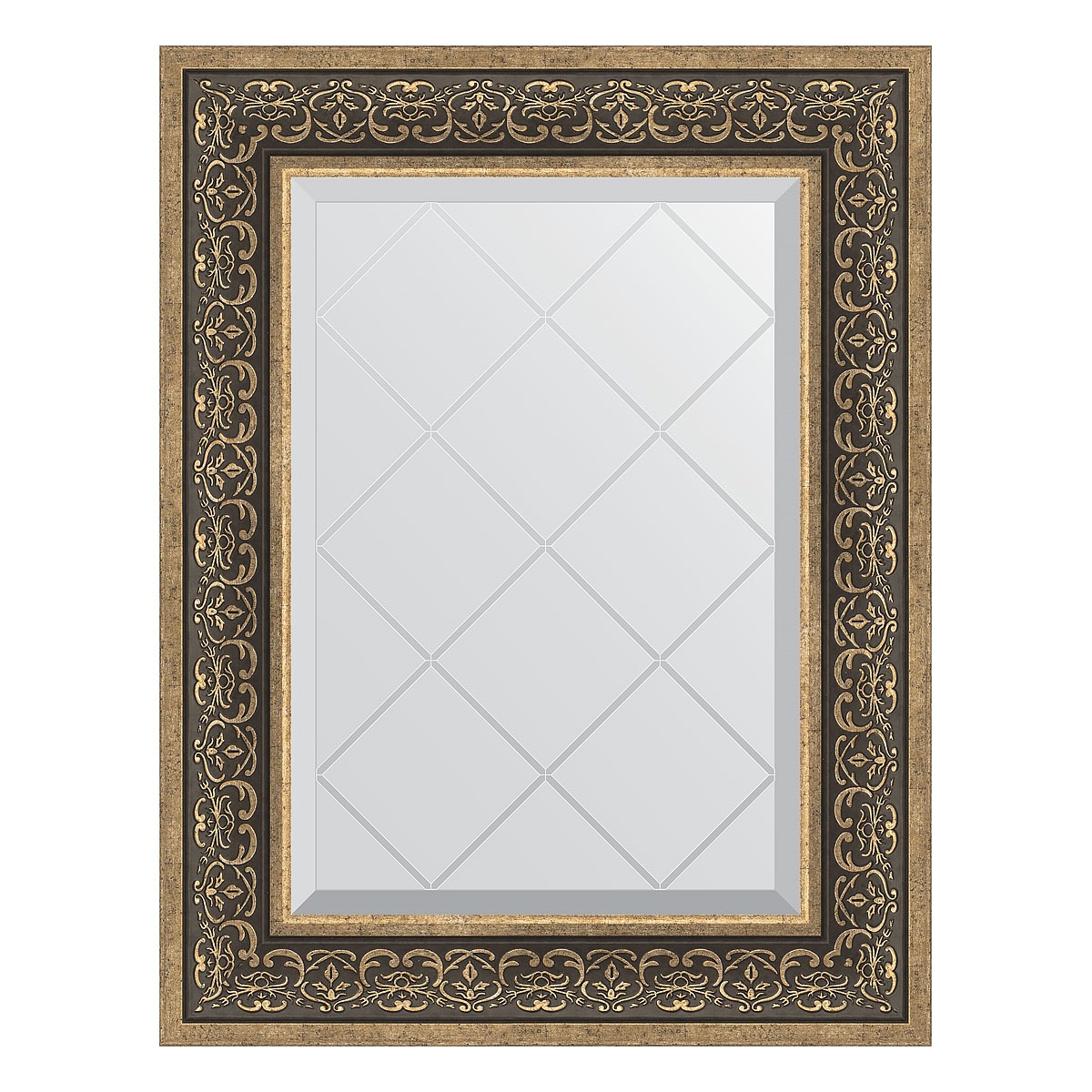 Зеркало с гравировкой в багетной раме Evoform вензель серебряный 101 мм 59x76 см