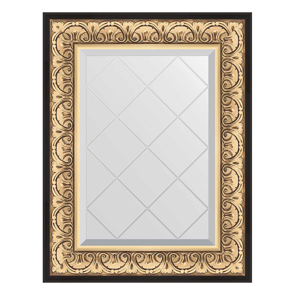 Зеркало с гравировкой в багетной раме Evoform барокко золото 106 мм 60x77 см зеркало с гравировкой в багетной раме evoform белая кожа с хромом 78 мм 94х169 см