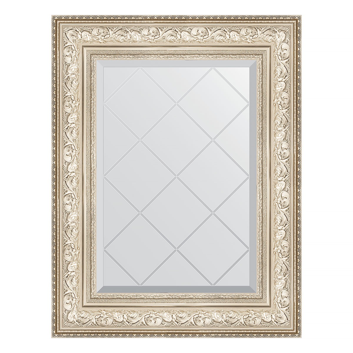 Зеркало с гравировкой в багетной раме Evoform виньетка серебро 109 мм 60x78 см зеркало с гравировкой в багетной раме evoform белая кожа с хромом 78 мм 94х169 см