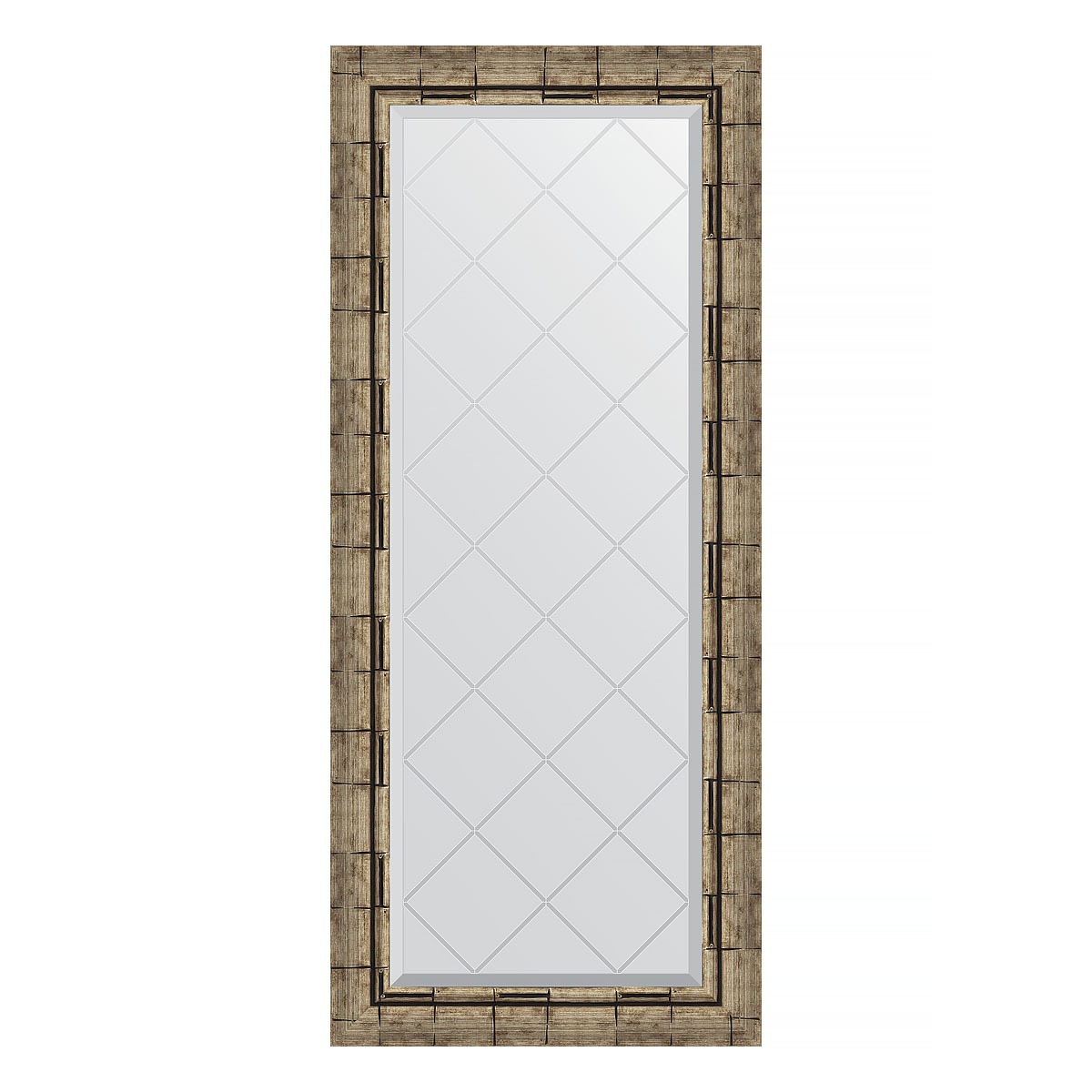 Зеркало с гравировкой в багетной раме Evoform серебряный бамбук 73 мм 53x123 см